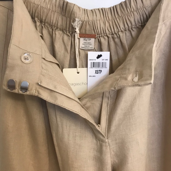 Magaschoni 100% pure linen taupe wide leg trouser, NWT, XS - Picture 6 of 11